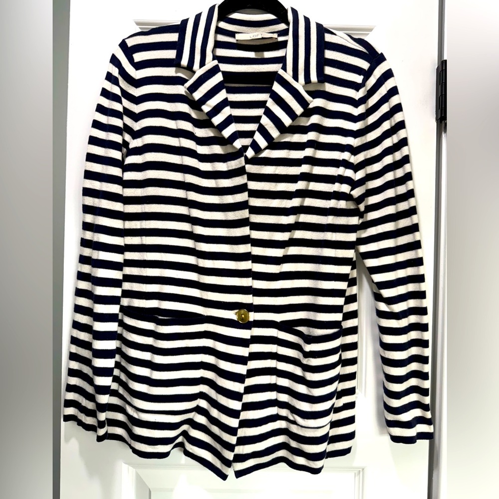 Loft navy blue and white blazer size small